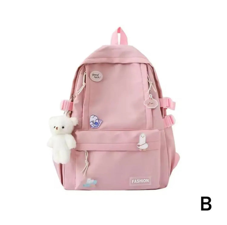 Cute Girls Backpack 17" | Pink, White & Multicolor