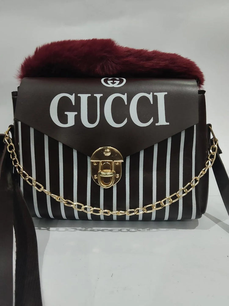 Gucci Style Black Striped Handbag for Girls