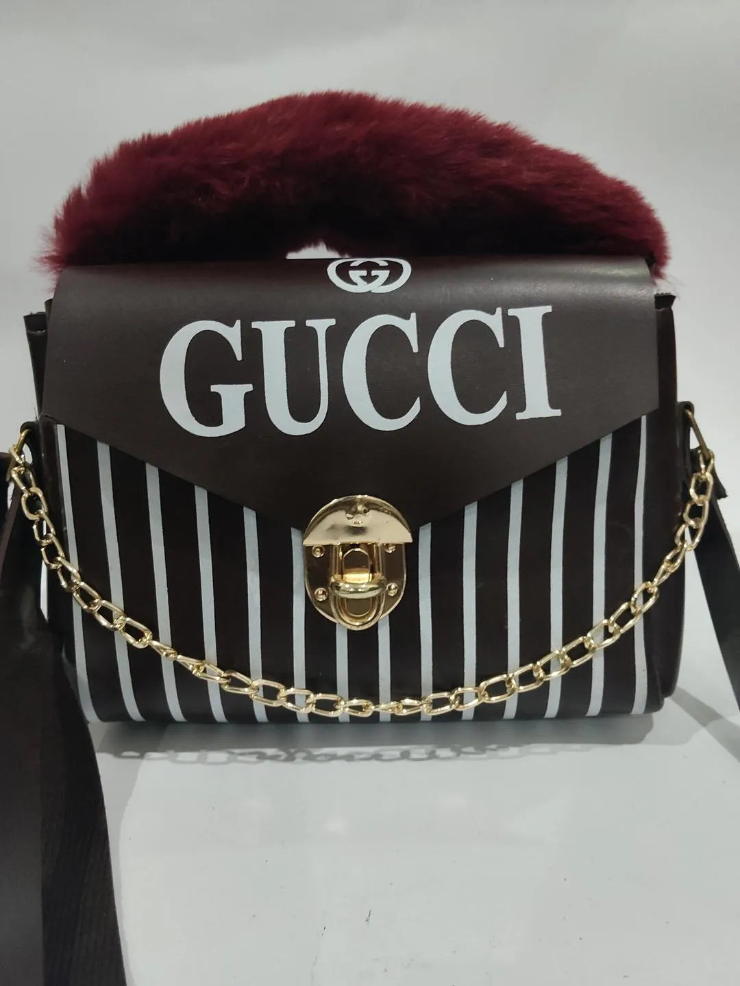 Gucci Style Black Striped Handbag for Girls