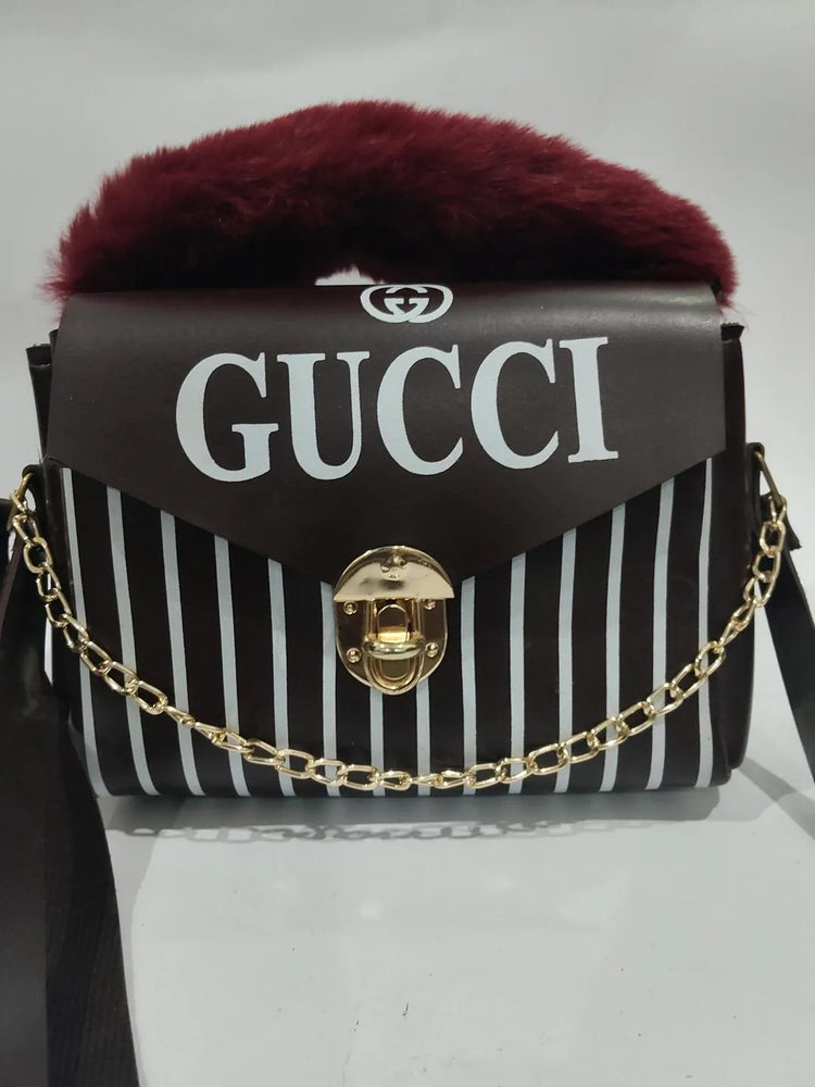 Gucci Style Black Striped Handbag for Girls