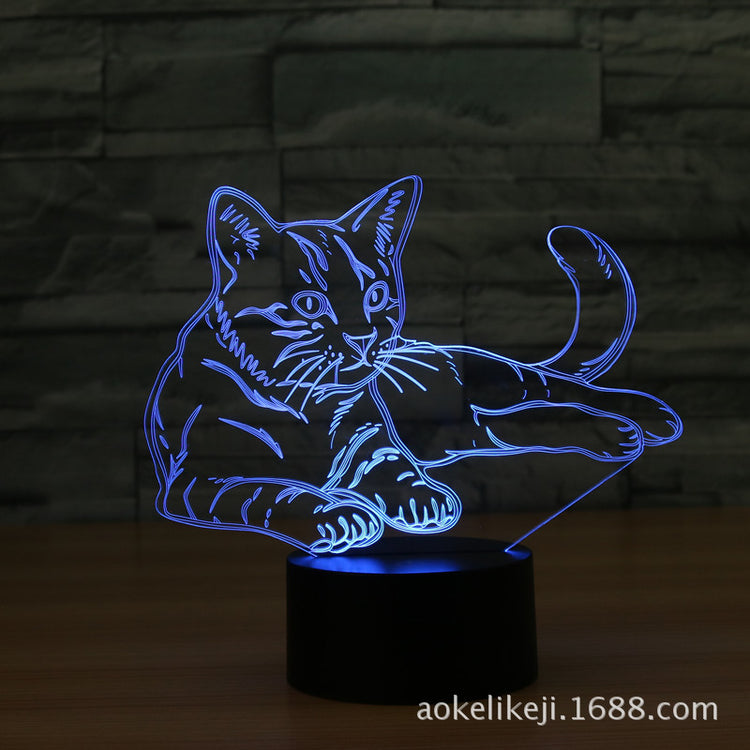 Cute 3D Kitten Acrylic Bedside Lamp with 7-Color Gradient Lighting  Great for focusing on room decor and ambiance.