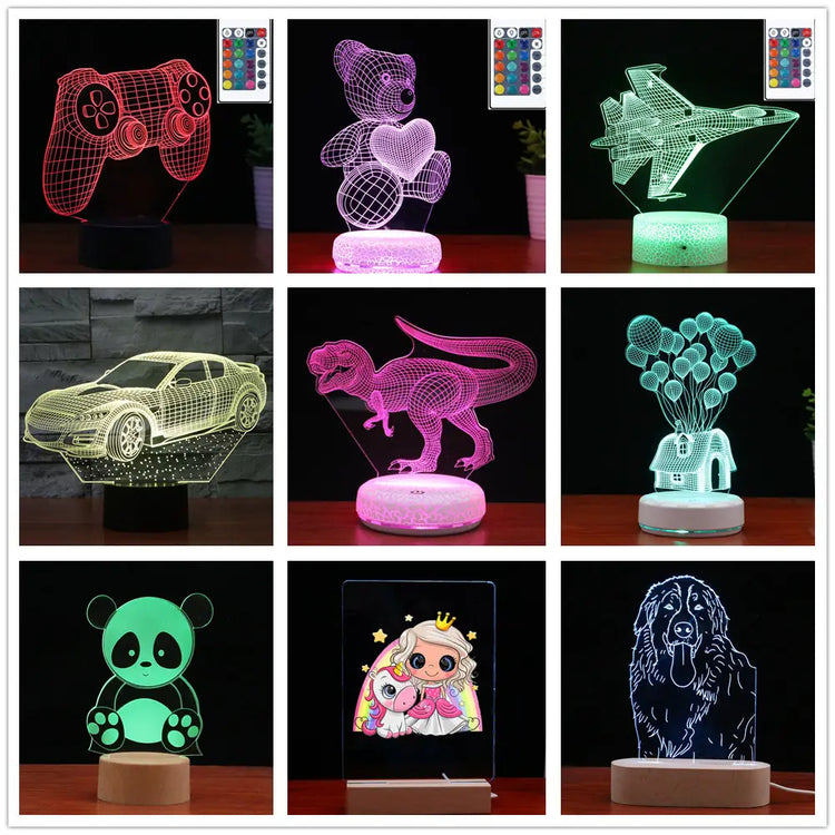 Peacock LED Night Lamp Blue Rechargeable Remote Control