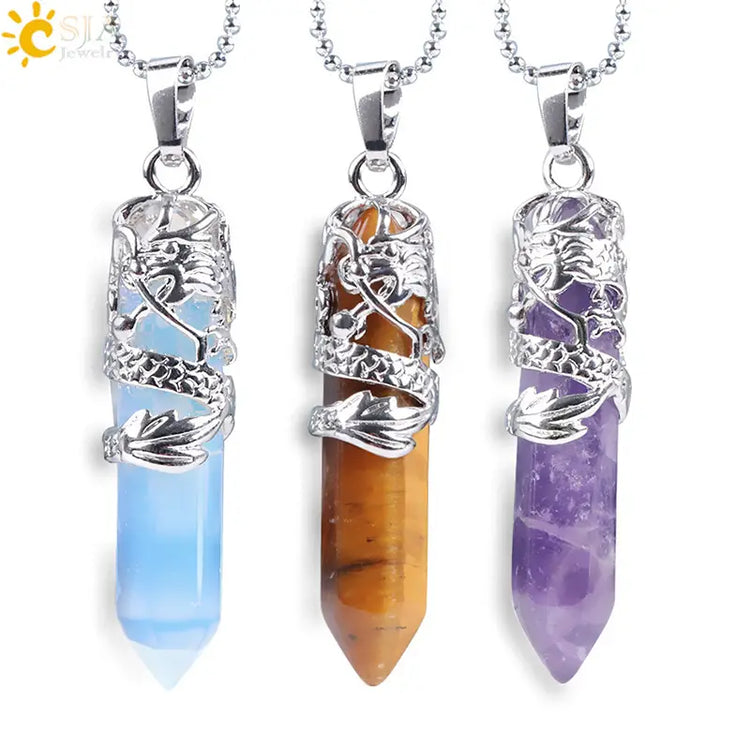 Dragon Crystal Pendant Necklace Set of 3