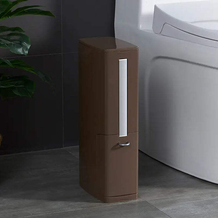 Modern Toilet Brush & Trash Can Set White Plastic
