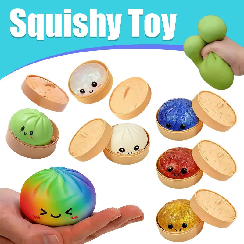 Dumpling Squishy Toys Colorful Steamed Stuffed Bun Squeeze Toy  Anti-stress Sensory Ball Super Soft Quick Recovery Birthday Gift