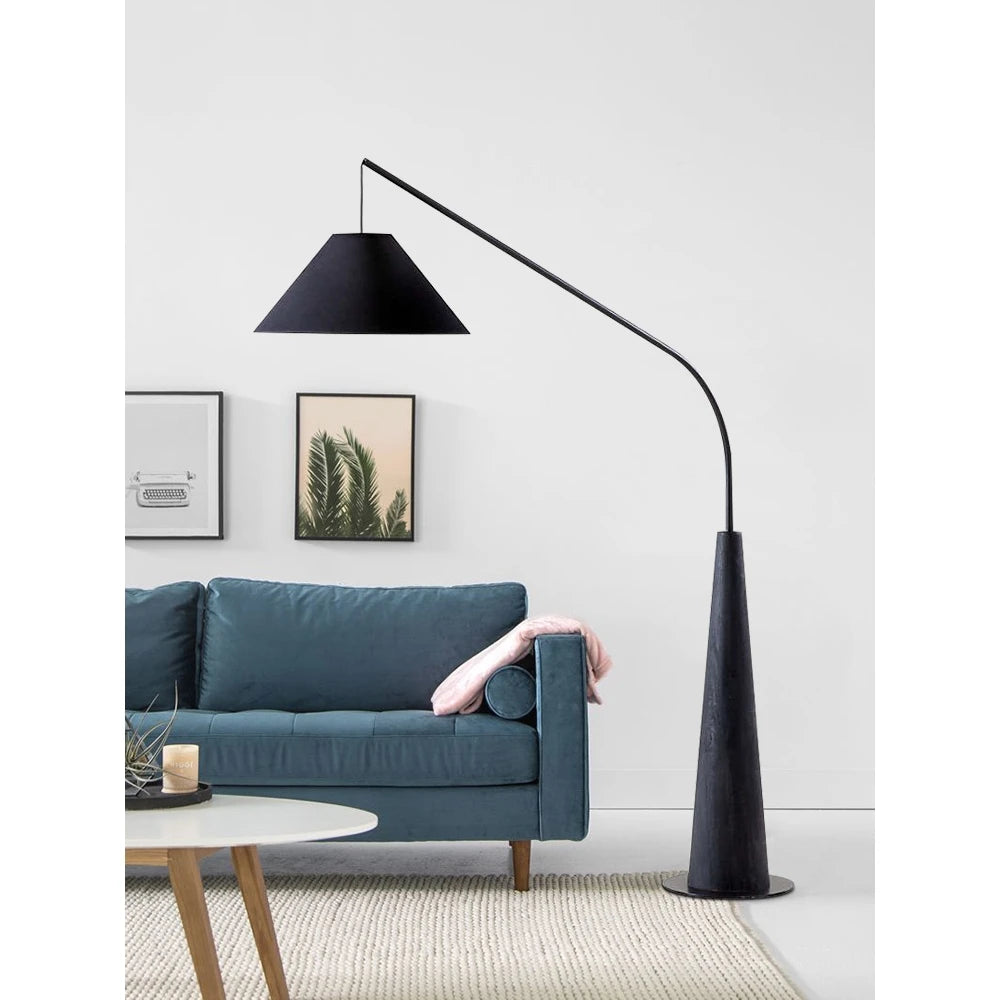 Modern Walnut Fabric Floor Lamp Living Room Standing Light Bedroom Bedside Lights Study Room Art Home Decor LED Lighting Device