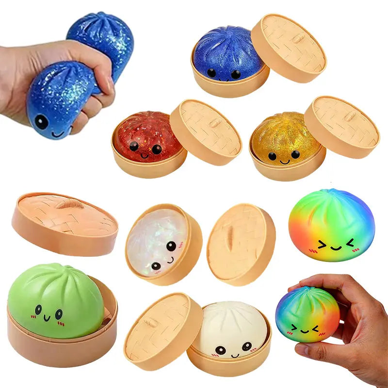 Dumpling Squishy Toys Colorful Steamed Stuffed Bun Squeeze Toy  Anti-stress Sensory Ball Super Soft Quick Recovery Birthday Gift