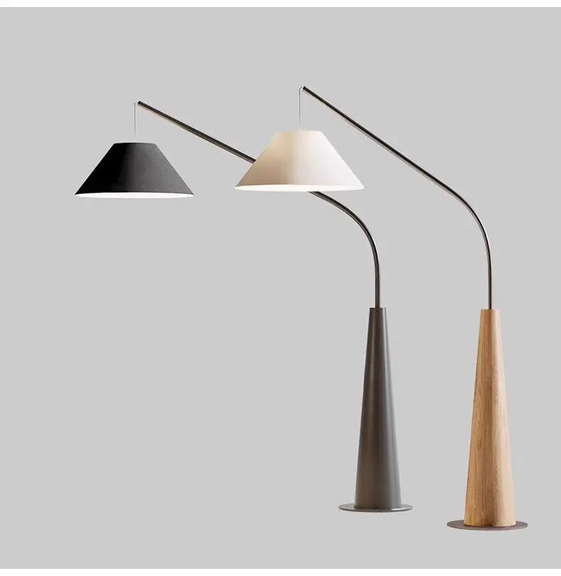 Modern Walnut Fabric Floor Lamp Living Room Standing Light Bedroom Bedside Lights Study Room Art Home Decor LED Lighting Device