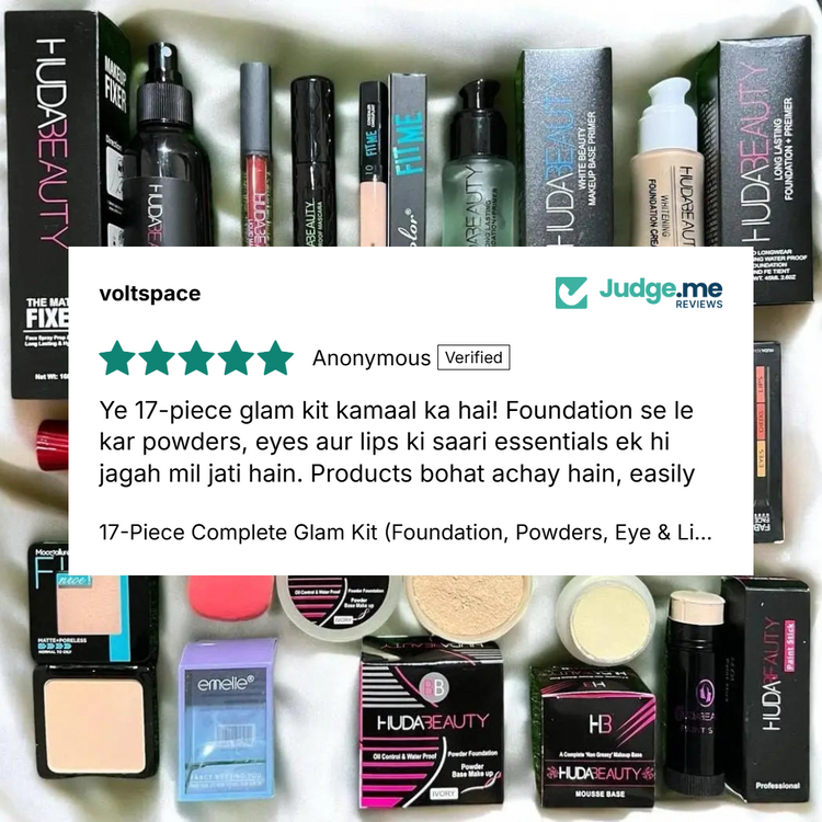 Verified 5-star customer review for the 17-Piece Complete Glam Kit