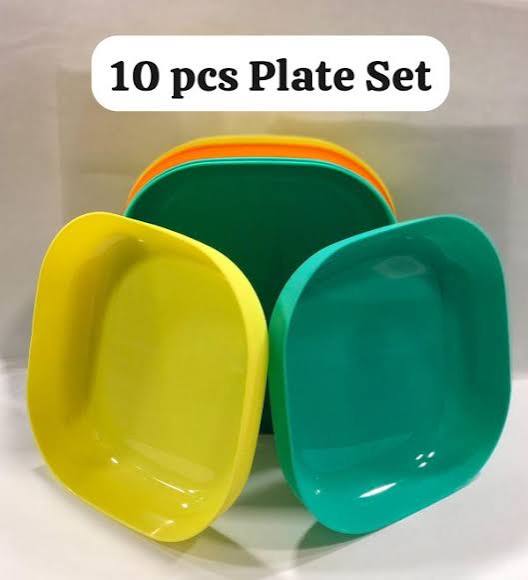 Food Grade Plastic Household Dining Plates | 10 pcs Elliptical Spit Bone Plate Set | Multi-Function & Durable