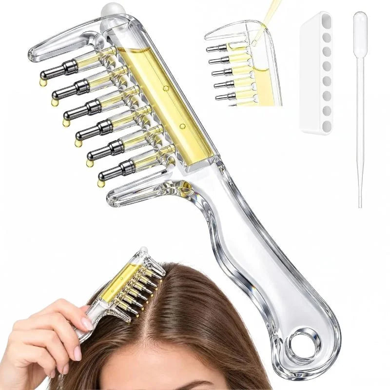 Refillable Scalp Massager & Oil Comb for easy oil application and scalp massage.