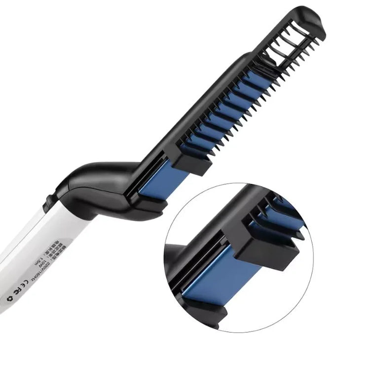2-in-1 Men's Beard & Hair Styling Brush Grooming Tool with comb and bristle design for styling facial hair and hair.