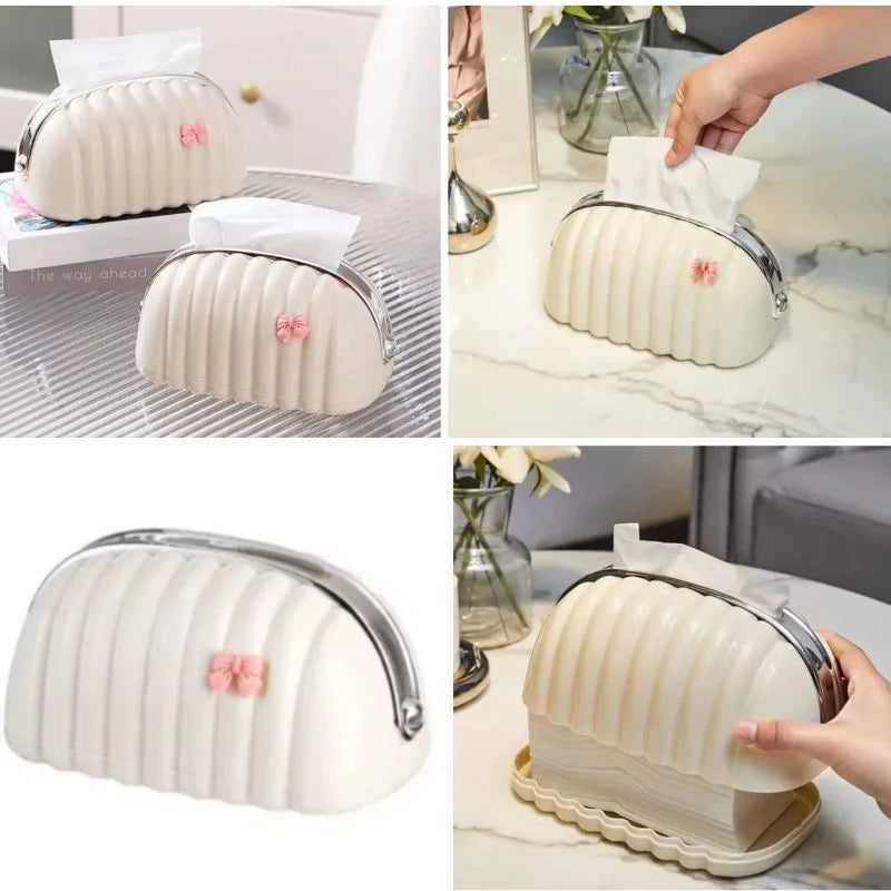 Elegant Shell Shape Wave Pattern Tissue Box Holder for Home & Office
